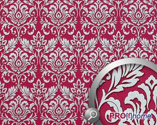EDEM 981-45 luxury baroque royal damask heavyweight non-woven wallpaper raspberry red silver-grey