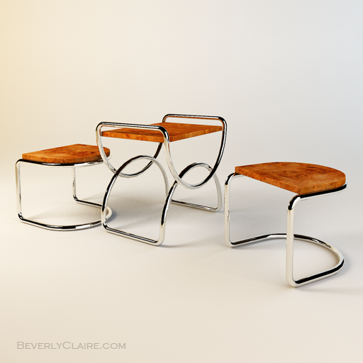 My model of a pair of Art Deco stools and small table.