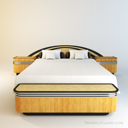 Variation: Art Deco bed with Spanish cedar and Bird's Eye Maple veneer. 