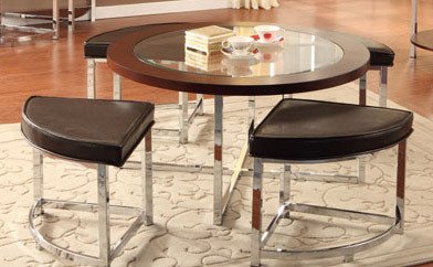 Cocktail Table with 4 Ottomans of Maine Collection by Homelegance