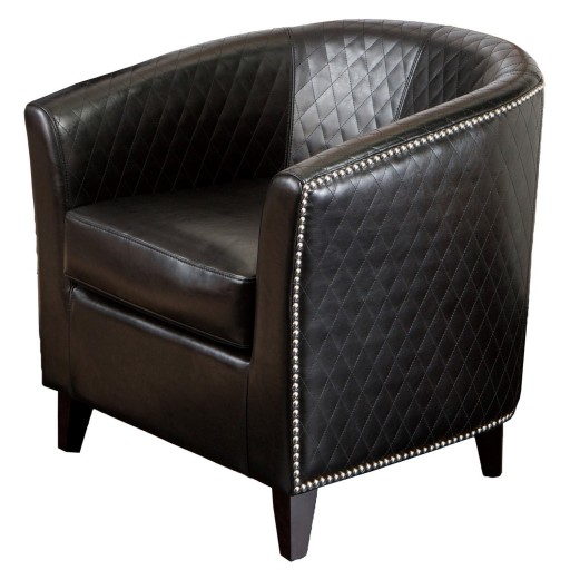 BEST Mia Black Leather Quilted Club Chair