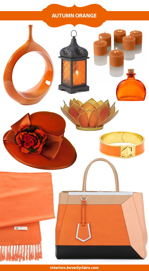 Home and Personal Accessories in Orange, Curated by Beverly Claire Interiors