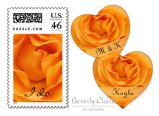 Beautiful Orange Hybrid Tea Rose I Do Wedding Postage & Stickers